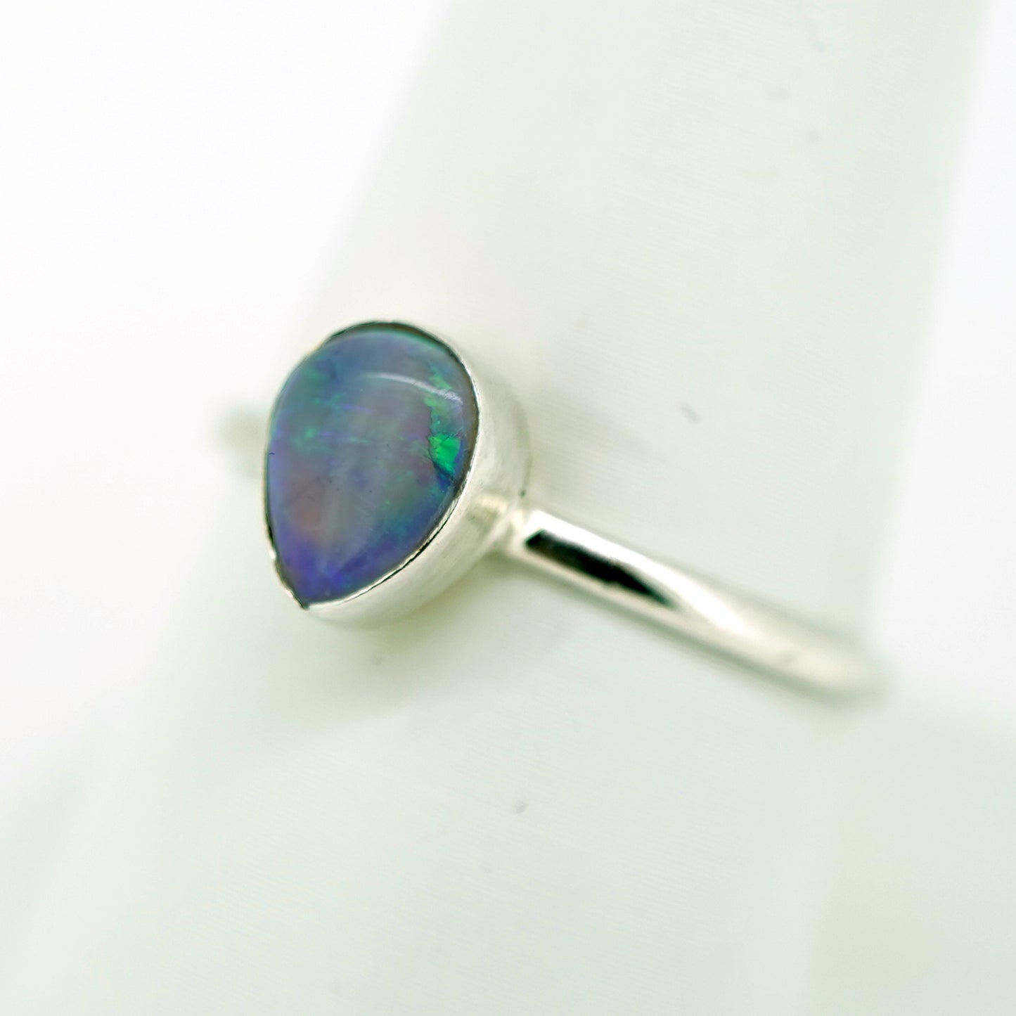 Green and Blue Boulder Opal Ring in Sterling Silver