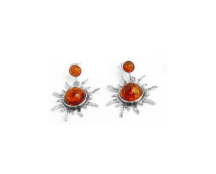 Amber Sun Earrings in Sterling Silver