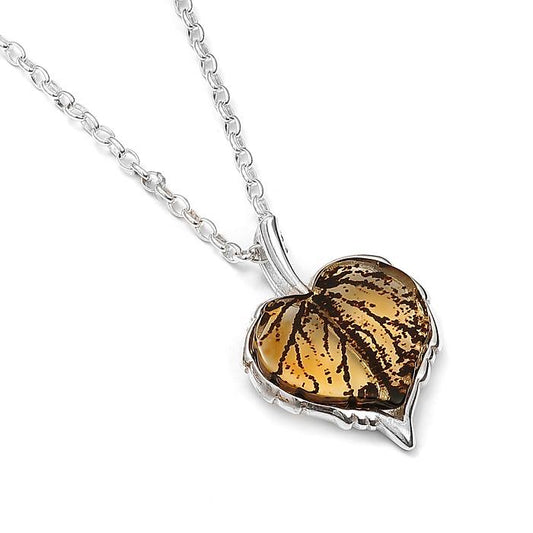 925 Sterling Silver Amber Leaf Pendant (S)