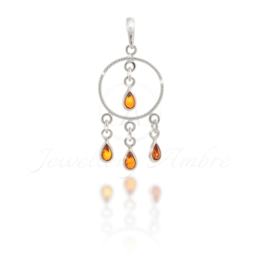 Amber Boho Pendant in Sterling Silver