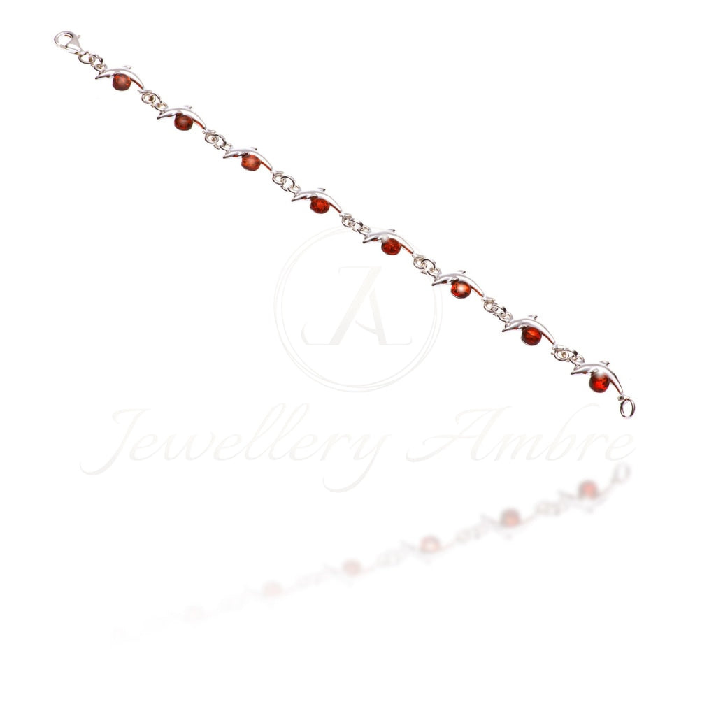 Amber Dolphins Bracelet In Sterling Silver No.21 Brown Bracelets