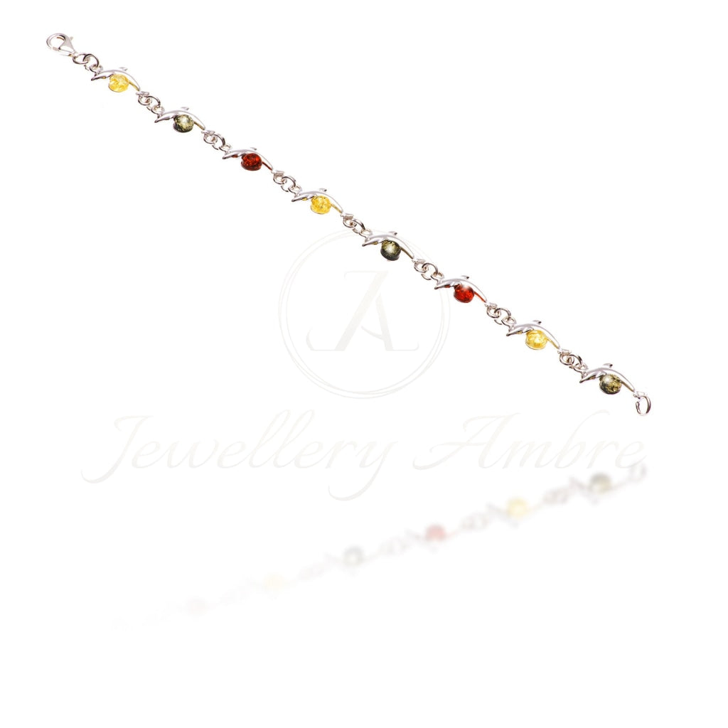 Amber Dolphins Bracelet In Sterling Silver No.21 Color Bracelets