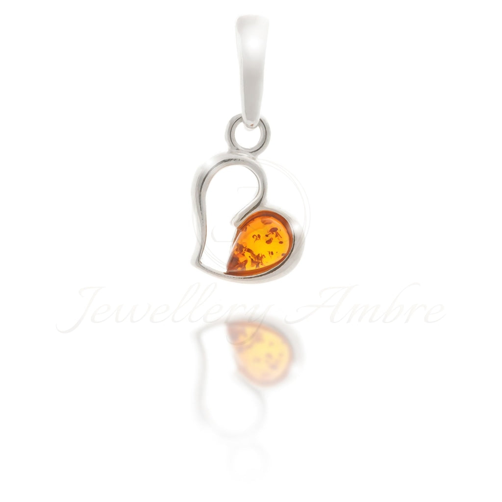 Amber Heart Pendant In Sterling Silver No. 19 Charms & Pendants