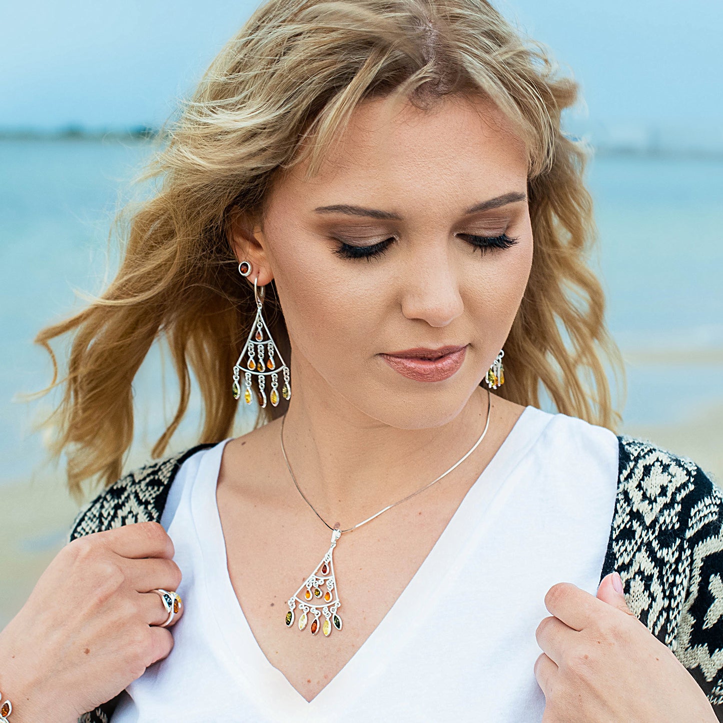 Amber Boho Pendant in Sterling Silver no. 4