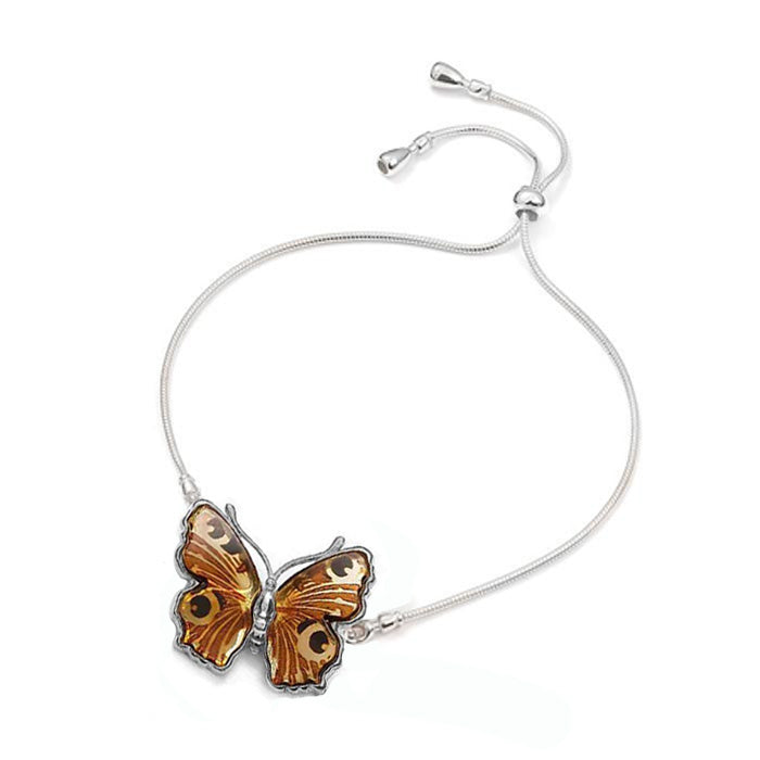 925 Sterling Silver Amber Peacock Butterfly Bracelet
