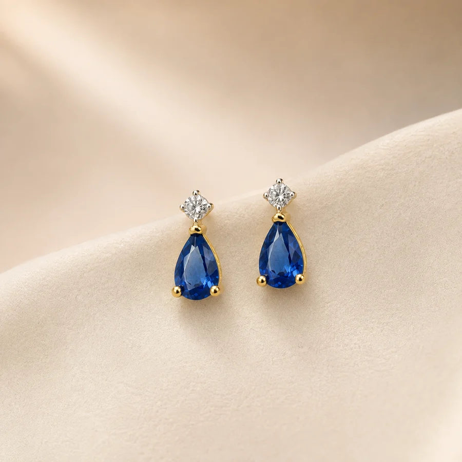 Pear Sapphire Stud Earrings