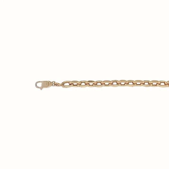 9k yellow gold hollow diamond-cut cable chain, 2.15mm wide — available in various sizes.