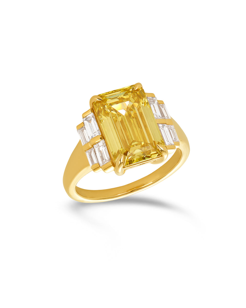 Yellow Octagonal Lab-Grown Diamond Ring