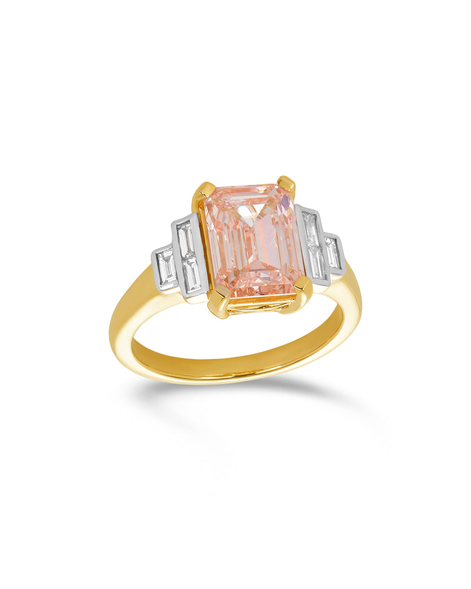 Pink Octagonal Lab-Grown Diamond Ring