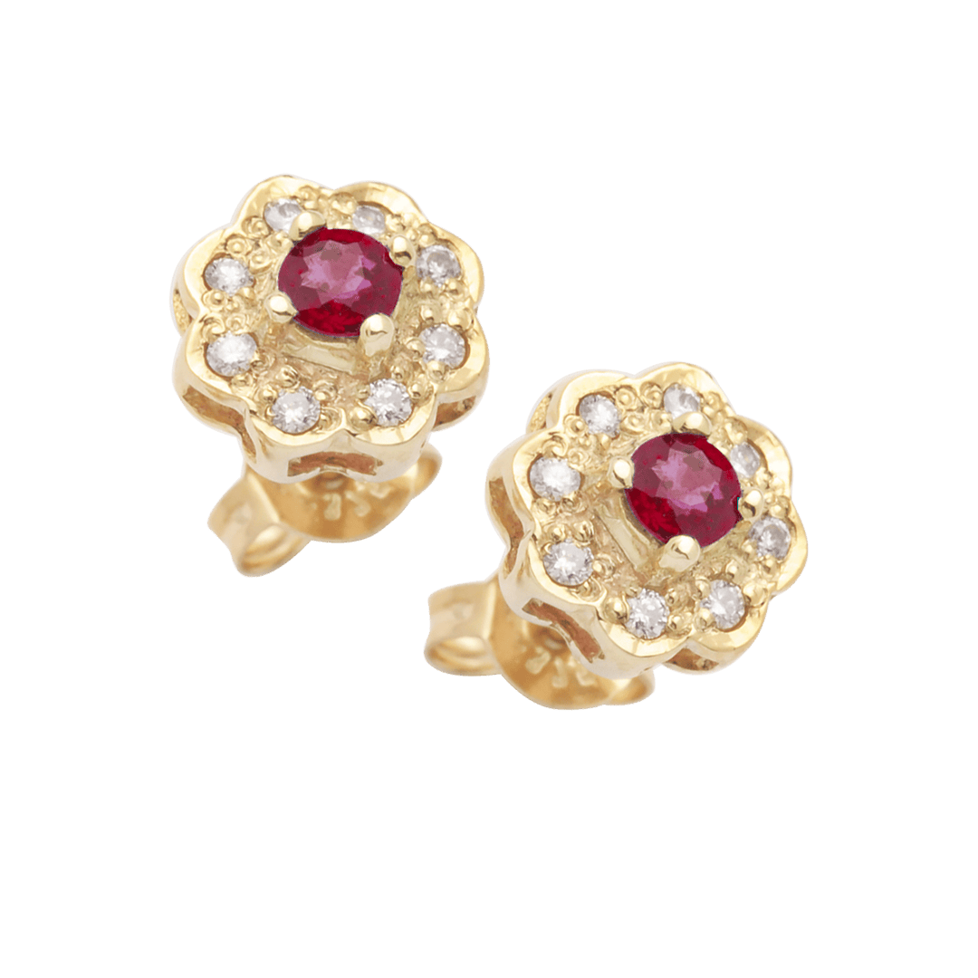 Ruby &amp; Diamond Studs