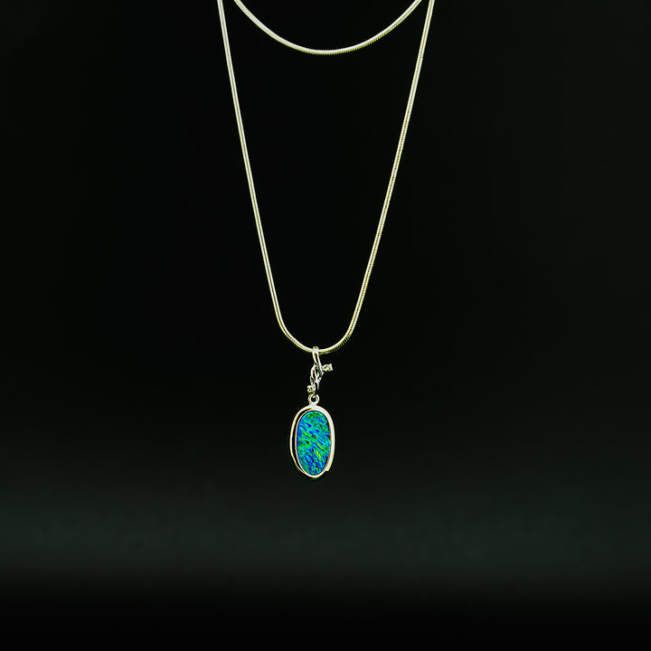 Opal Doublet Pendant in White Gold
