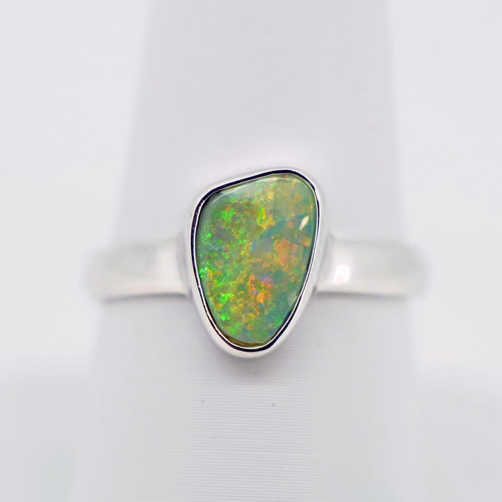 Blue and Green Triplet Opal Ring in Sterling Silver