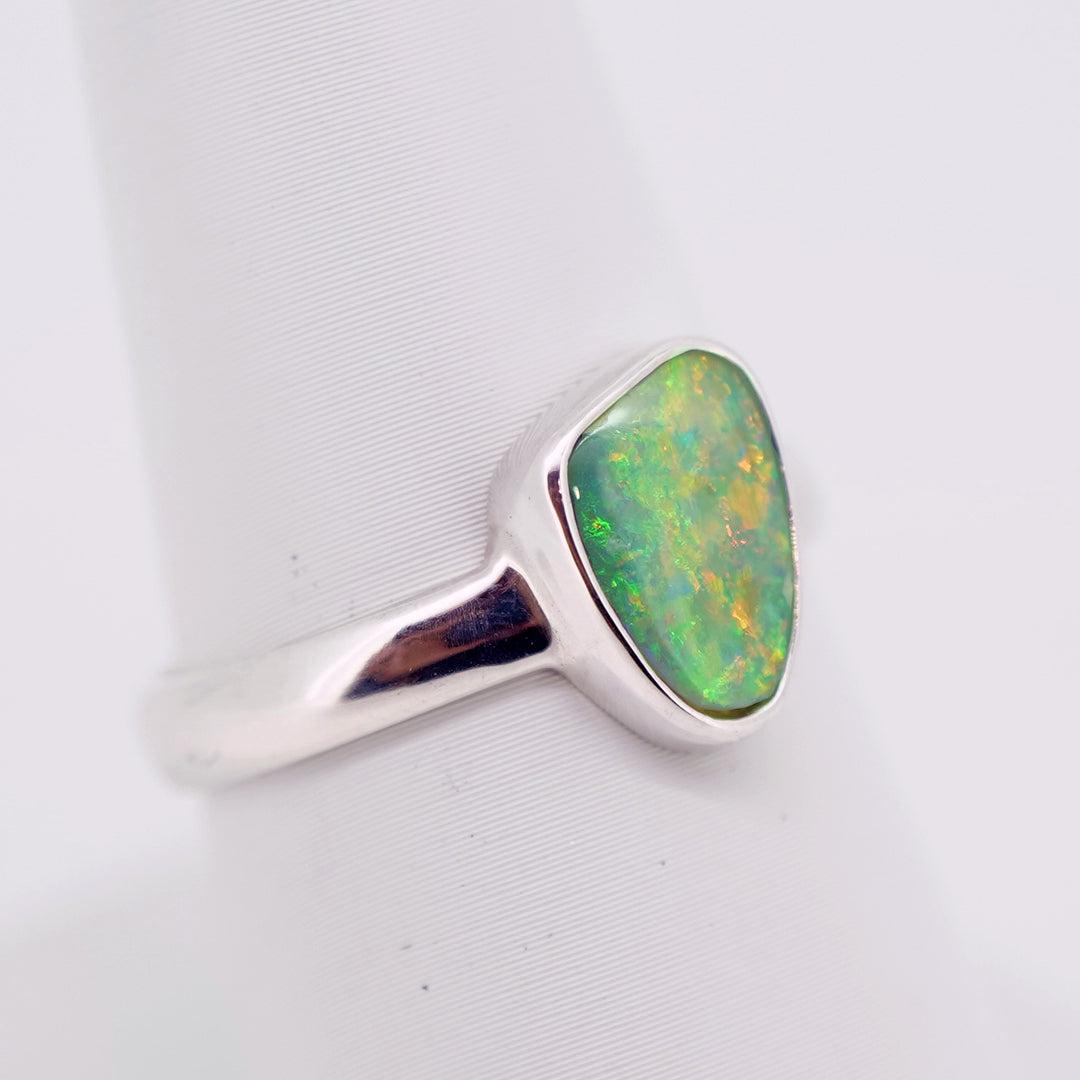 Blue and Green Triplet Opal Ring in Sterling Silver