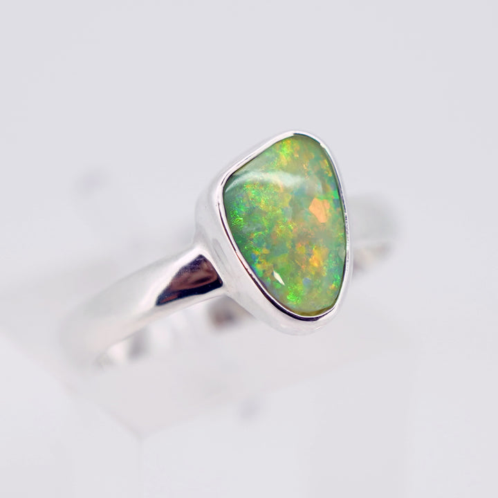 Blue and Green Triplet Opal Ring in Sterling Silver