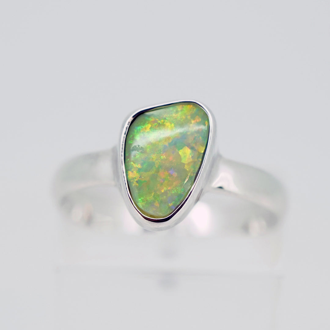 Blue and Green Triplet Opal Ring in Sterling Silver