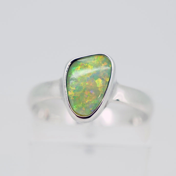 Blue and Green Triplet Opal Ring in Sterling Silver