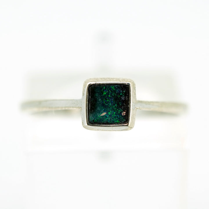 Blue Boulder Opal Ring in Sterling Silver
