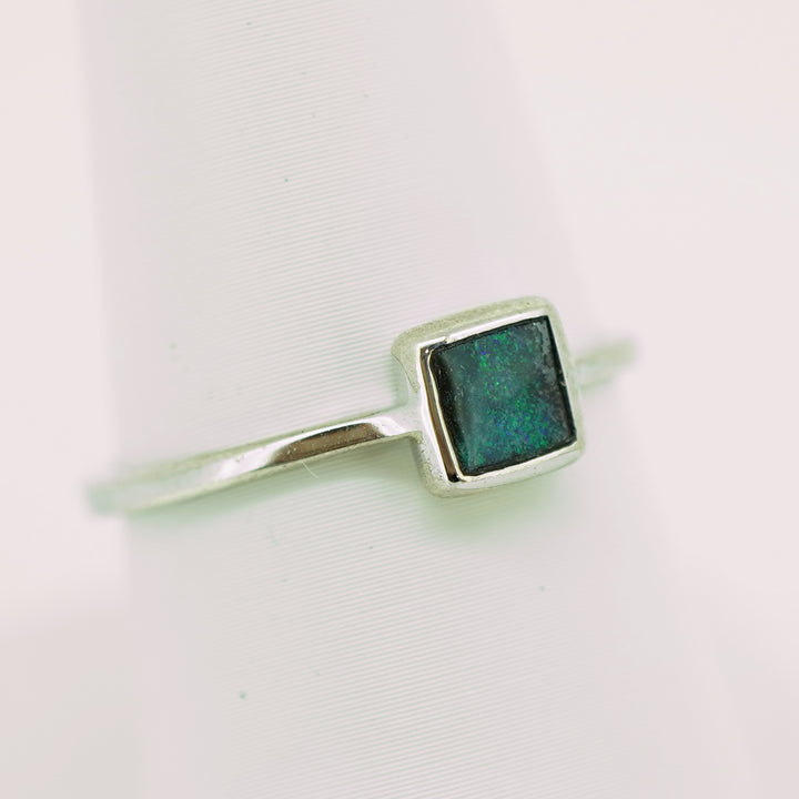 Blue Boulder Opal Ring in Sterling Silver