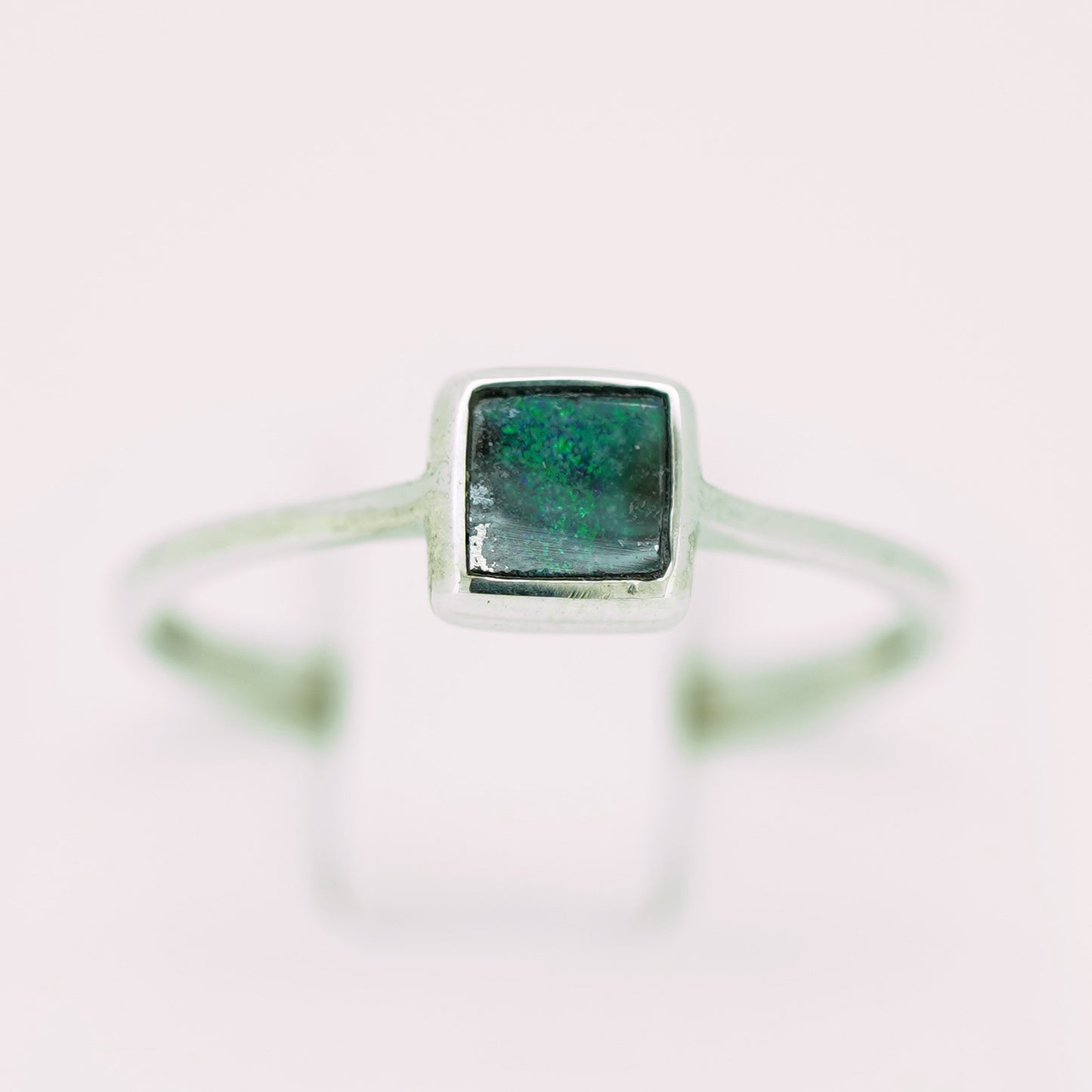 Blue Boulder Opal Ring in Sterling Silver