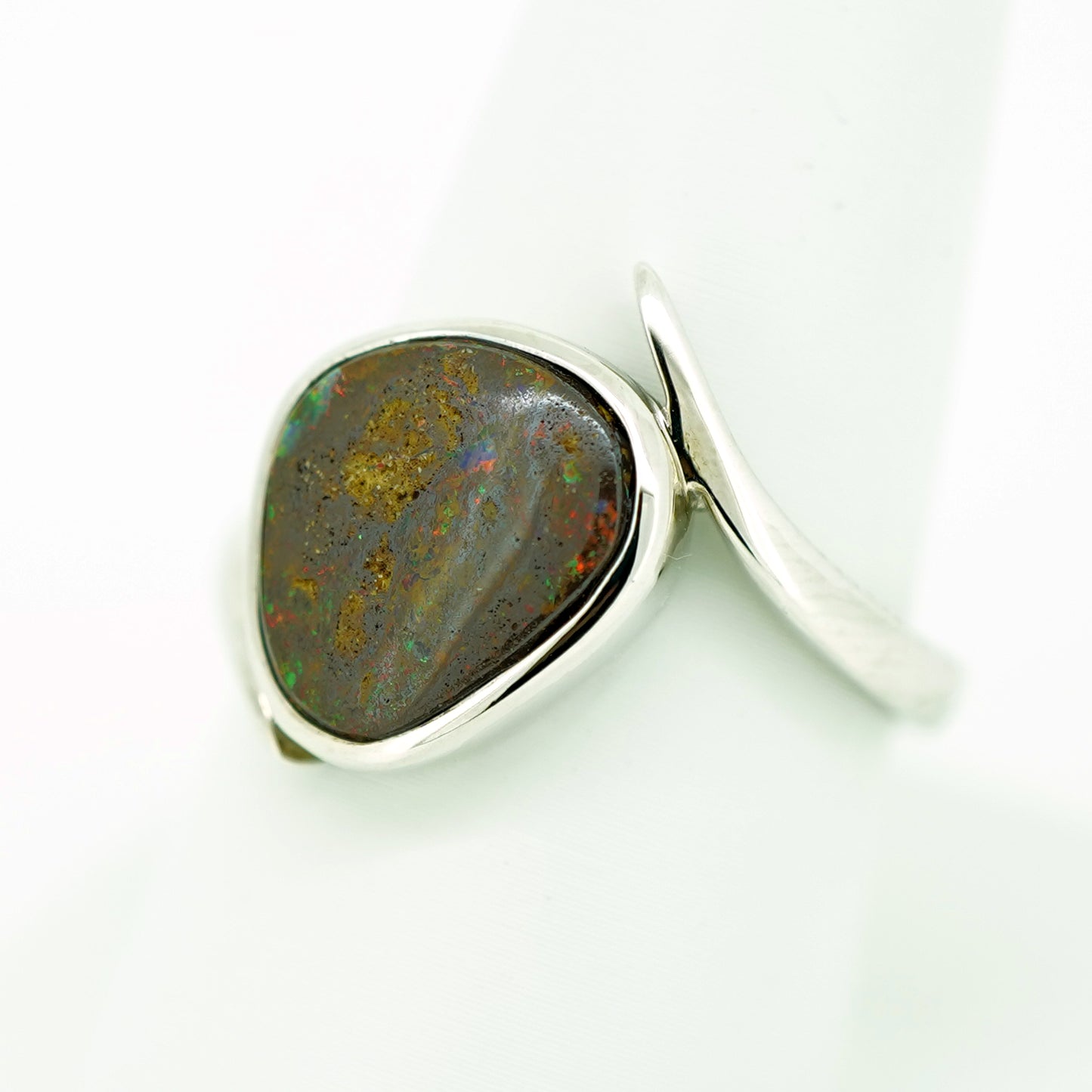 Brown Boulder Opal Ring in Sterling Silver