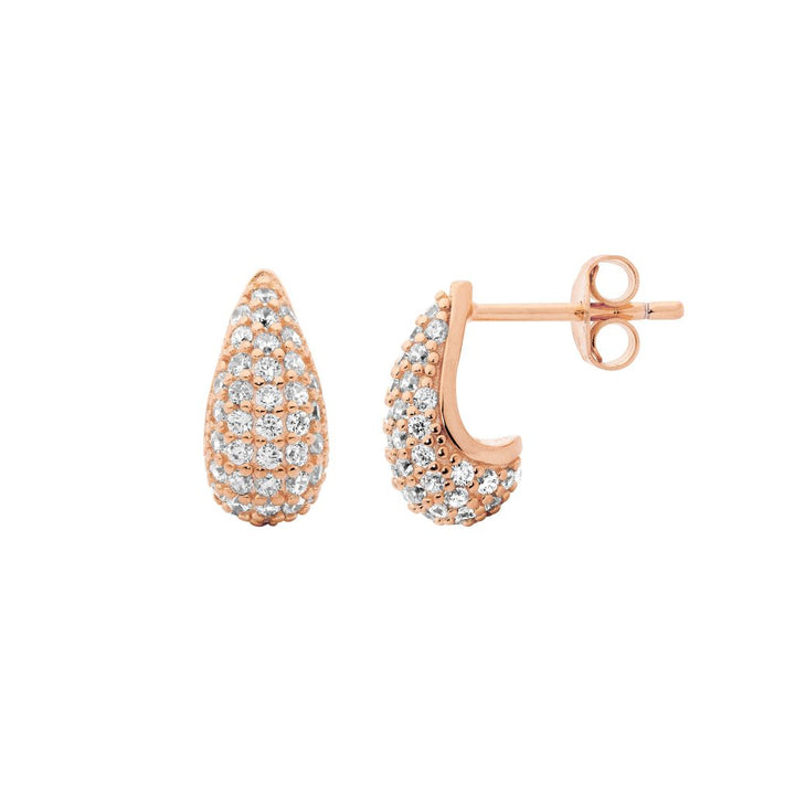 Silver Tear Drop Earrings with CZ