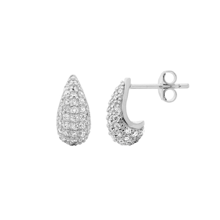 Silver Tear Drop Earrings with CZ