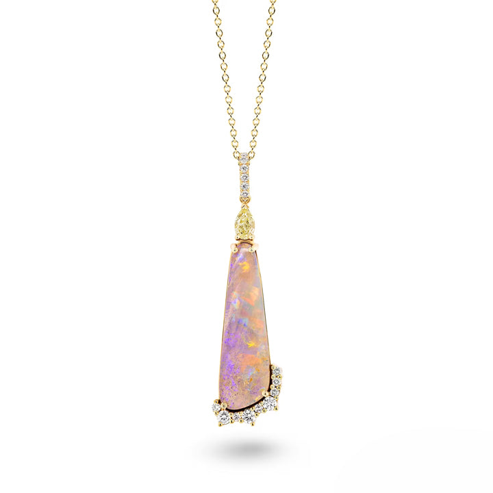 Boulder Opal &amp; Pink Diamond Pendant