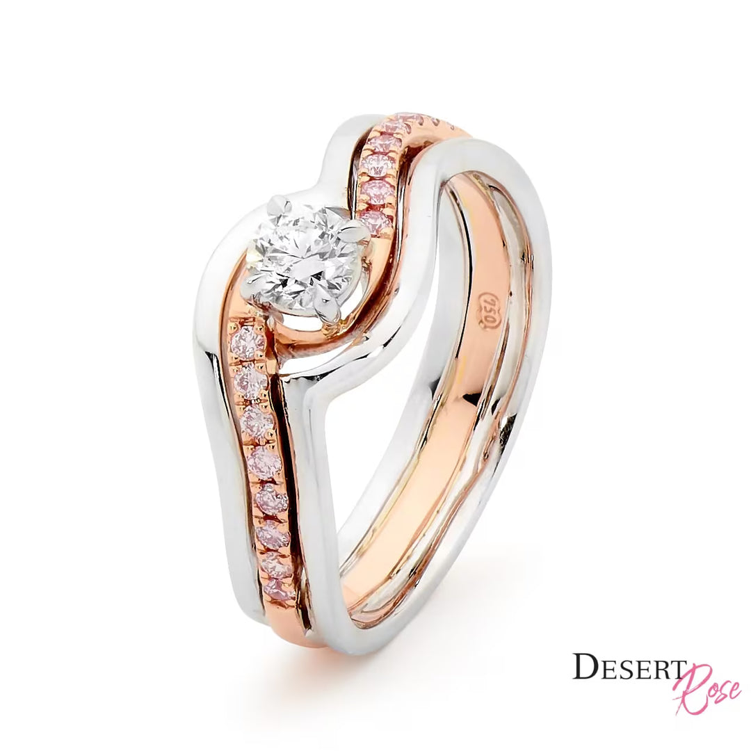 Two Tone Desert Rose Ring in 18ct White &amp; Rose Gold