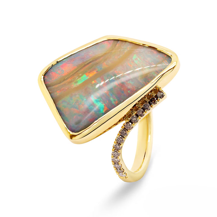 Boulder Opal Pink Diamond Ring