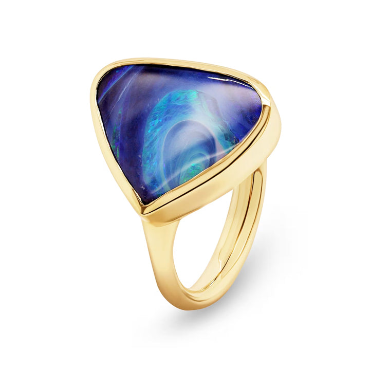 Boulder Opal Ring in 9ct Yellow Gold