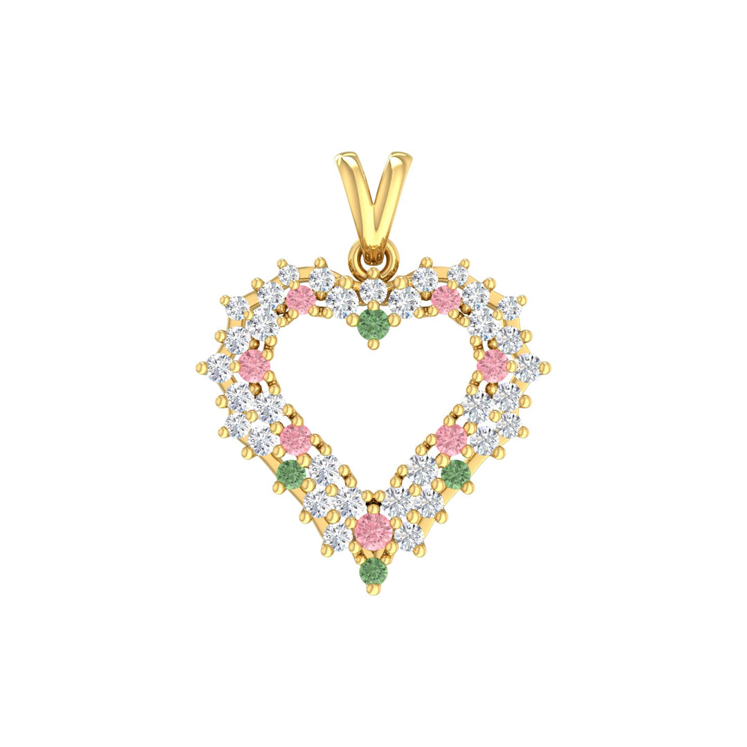 Multi-Colour Lab-Grown Diamond Heart Necklace