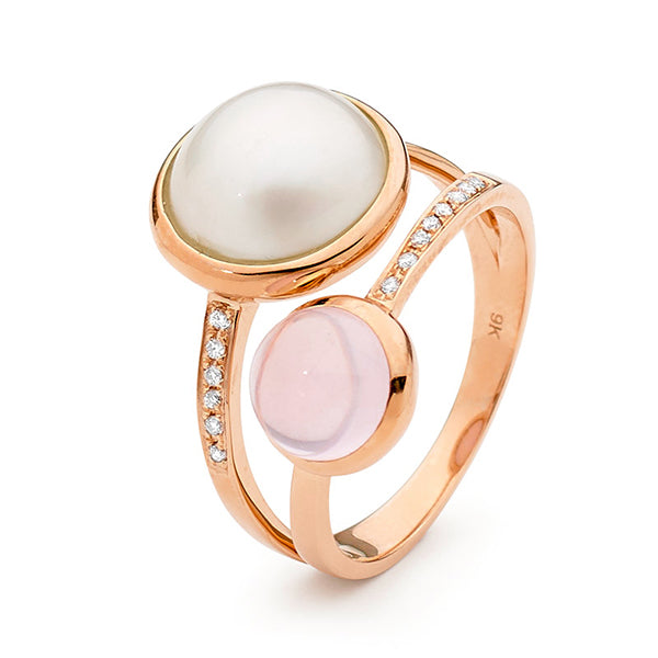 Elegant with a soft, feminine touch, the Pink Moon Ring showcases a luminous white Mabe cultured pearl with a creamy, radiant glow. Accented with a delicate rose quartz detail, it brings a subtle blush of colour that beautifully complements the pearl’s natural beauty. Timeless and versatile, this refined design is perfect for everyday wear or as a meaningful gift for someone special, designed to be cherished for years to come.