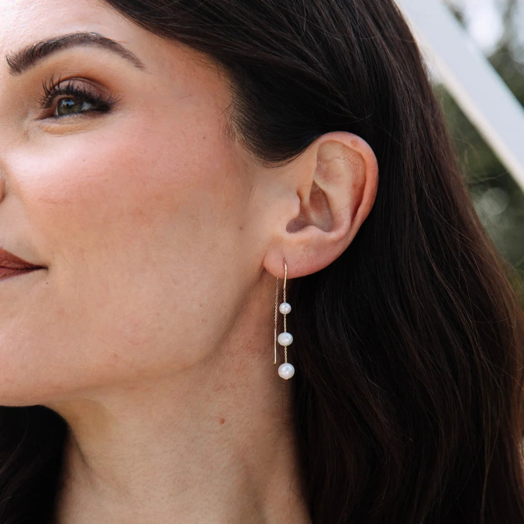 Introducing a captivating blend of sophistication and grace: the Ethereal Pearl Earrings. Imbued with timeless charm, these exquisite earrings are a testament to refined elegance, making a striking statement for those who appreciate the finer things in life.