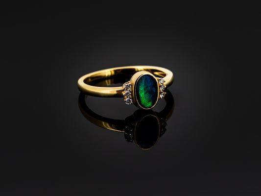 Colourful Boulder Opal Ring in 14ct Gold - Dress Ring