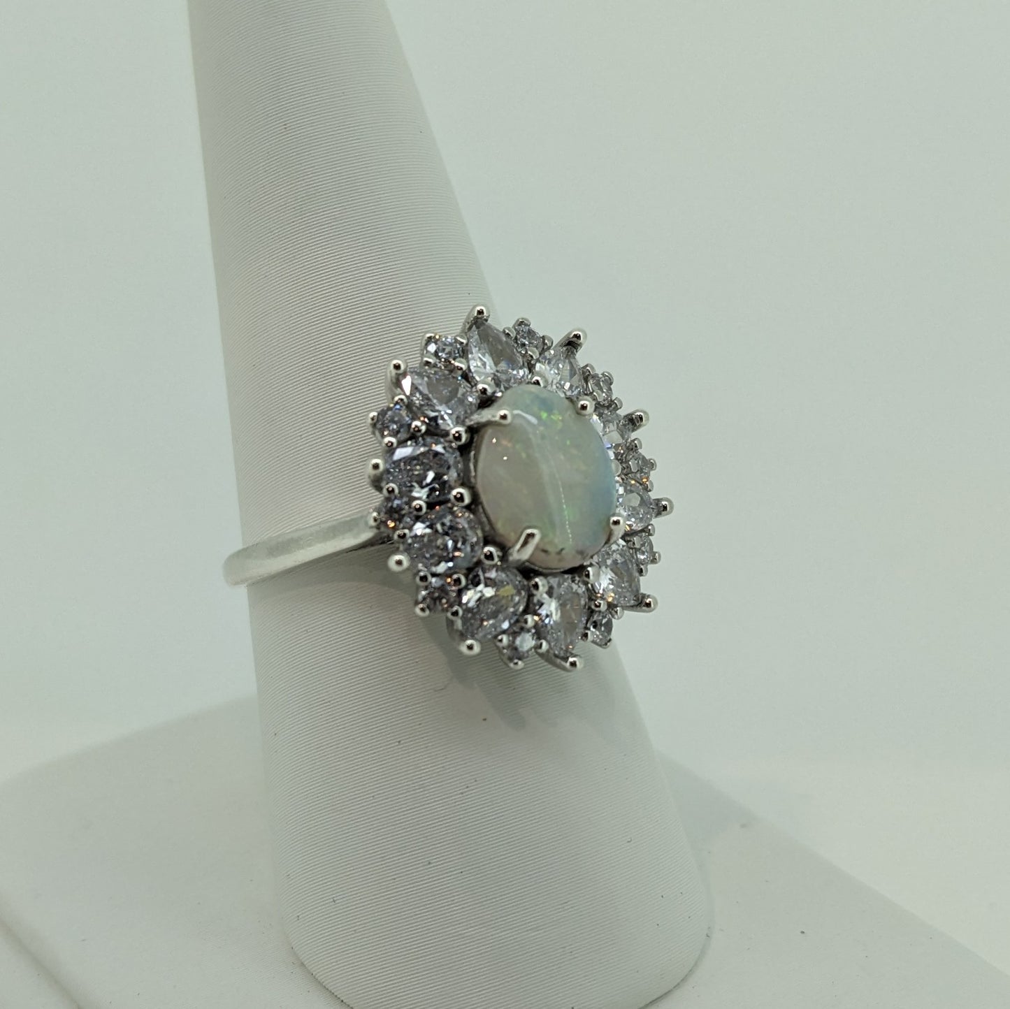 Solid Opal Ring in Sterling Silver