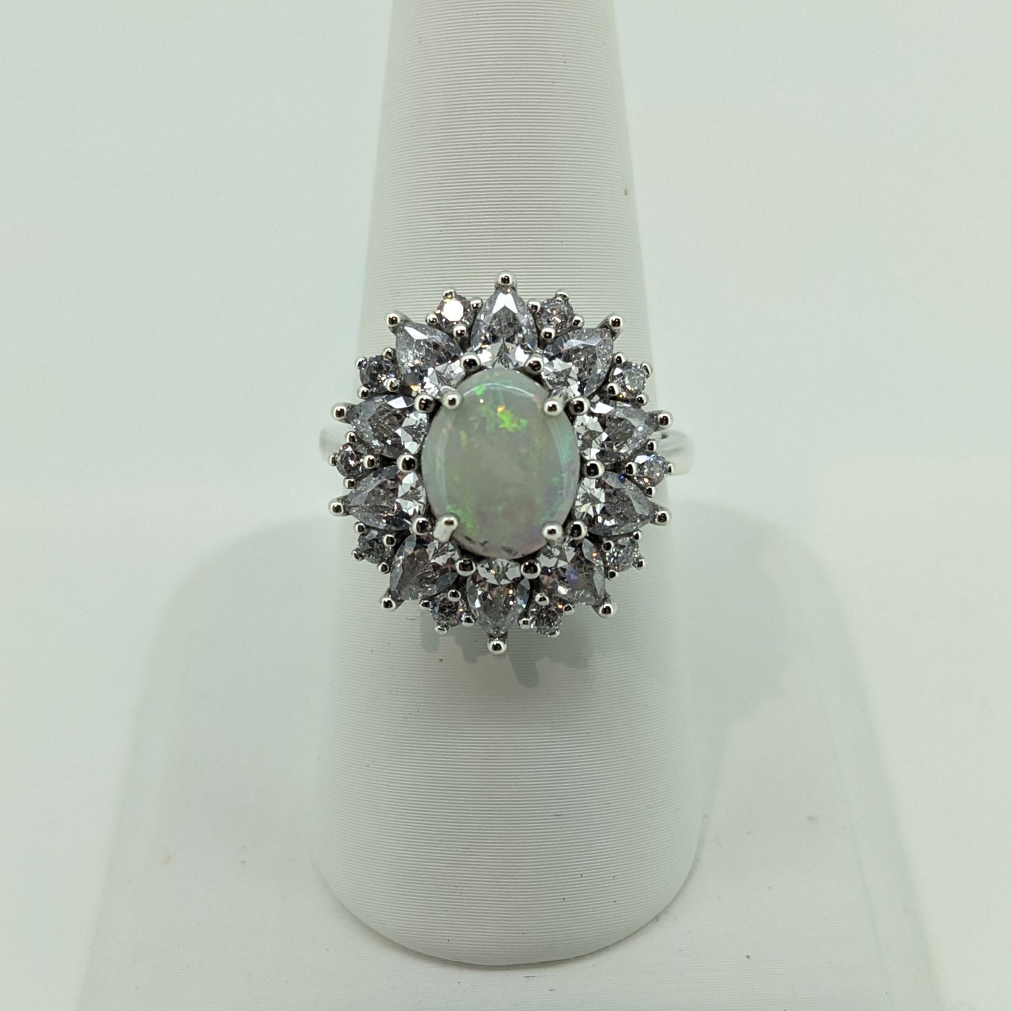Solid Opal Ring in Sterling Silver