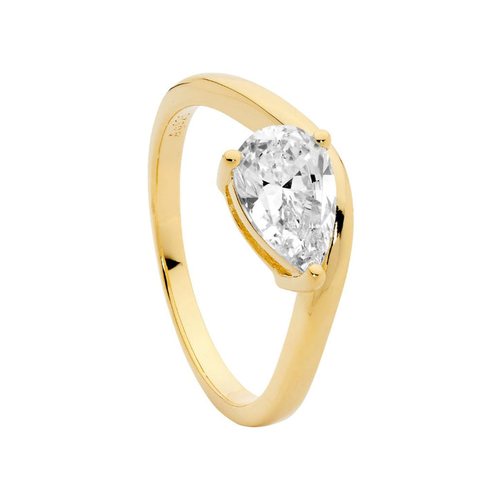 Pear Zirconia Ring