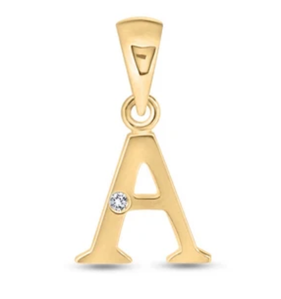 Initial Letter Pendant with Natural Diamond in 9ct