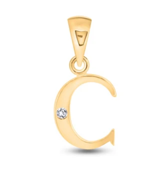 Initial Letter Pendant with Natural Diamond in 9ct