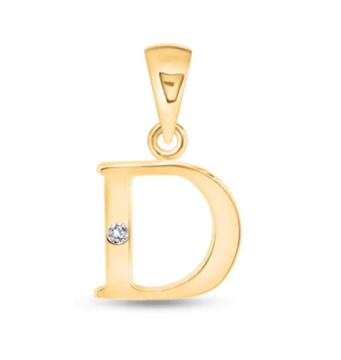 Initial Letter Pendant with Natural Diamond in 9ct