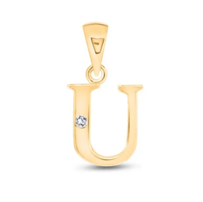 Initial Letter Pendant with Natural Diamond in 9ct