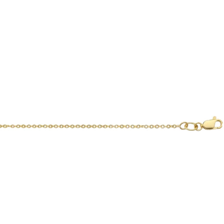 9k yellow gold diamond-cut trace chain, 1.5mm wide — available in various sizes.