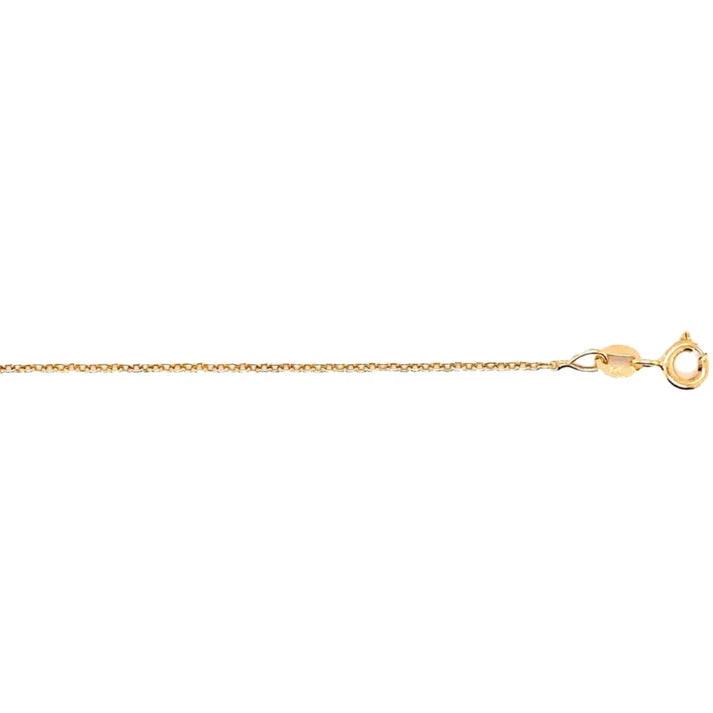 9k yellow gold Italian solid oval link chain, 1.3mm wide — available in various sizes