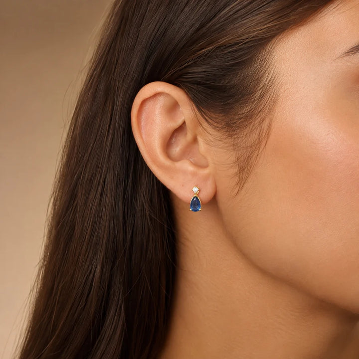 Pear Sapphire Stud Earrings