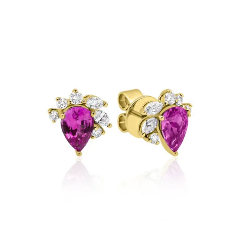 Lotus Pink Sapphire Earrings in 18ct