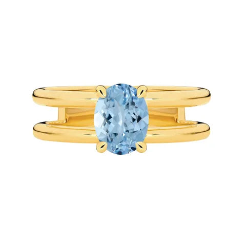 Aquamarine Split Band Ring