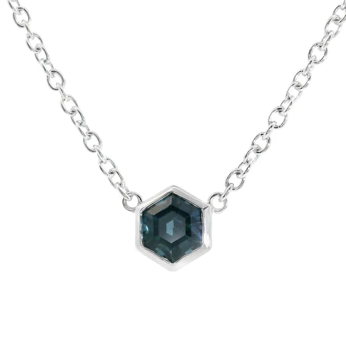 Blue-Green Hexagon Spinel Necklace