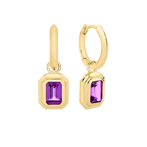 Amethyst Huggies Earrings
