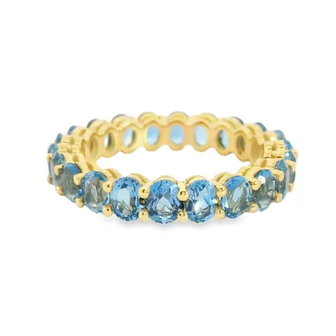 Full Oval Circle Aquamarine Ring