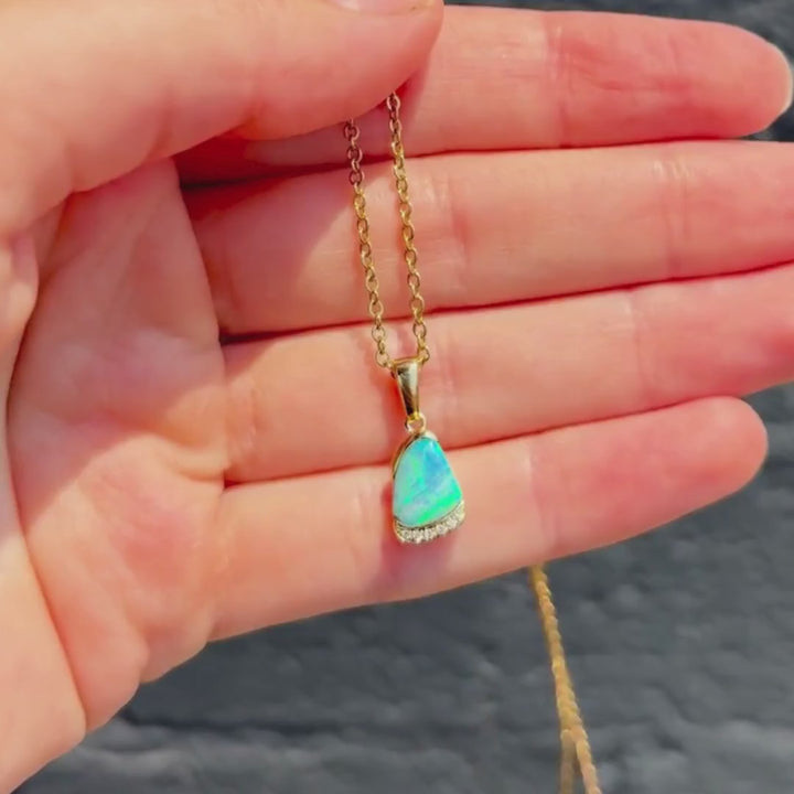 Turquoise Boulder Opal Pendant